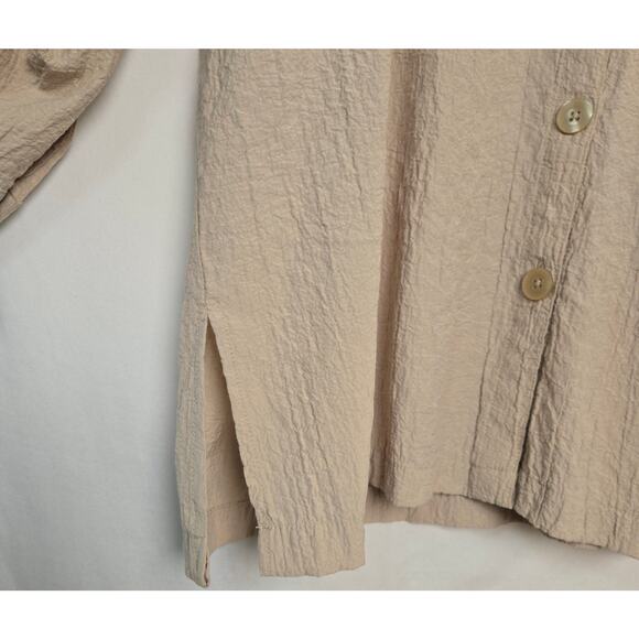 White Stage Beige Crinkle Blouse Button Up 3/4 Cuffed Sleeves Size XL (16-18) - Picture 5 of 10